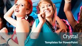  Presentation with disco in night club - Colorful presentation design enhanced with swing dance - women or models in club backdrop and a ocean colored foreground