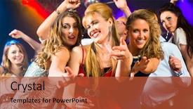  Presentation with young people in the club - Colorful theme enhanced with swing dance - young people dancing in club backdrop and a red colored foreground