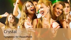  Presentation with young people in the club - Cool new PPT theme with swing dance - young people dancing in club backdrop and a yellow colored foreground