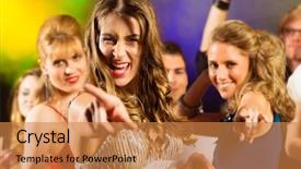  Presentation with disco - PPT theme with swing dance - young people dancing in club background and a  colored foreground