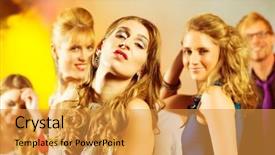  Presentation with disco - Theme consisting of swing dance - young people dancing in club background and a  colored foreground