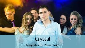  Presentation with club - Beautiful PPT layouts featuring swing dance - young people dancing in club backdrop and a light blue colored foreground