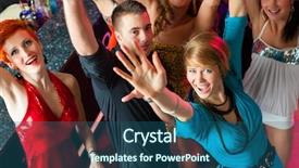  Presentation with pink disco dancing silhouettes - Presentation design with swing dance - young people dancing in club background and a  colored foreground