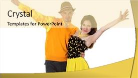  Presentation with bright blue colour for - Presentation theme having swing dance - young stylish couple in bright background and a  colored foreground
