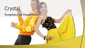  Presentation with bright - Slides having swing dance - young stylish couple in bright background and a  colored foreground