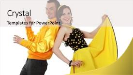  Presentation with bright blue colour for - Slide deck enhanced with swing dance - young stylish couple in bright background and a  colored foreground