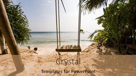  Presentation with swing - Slide deck featuring swing-on-a-tropical-beach background and a coral colored foreground