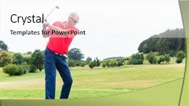  Presentation with golf driving range - Amazing slide deck having swing on golf driving range backdrop and a  colored foreground