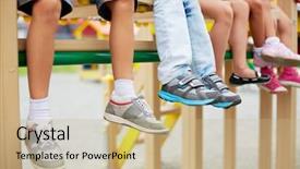  Presentation with swing - Amazing PPT theme having swing or other recreational facility backdrop and a coral colored foreground