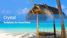  Presentation with tropical beach party - Slide deck enhanced with swing on a tropical beach background and a teal colored foreground