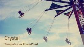  Presentation with vintage retro - Slides having swinging fair ride at dusk background and a soft green colored foreground