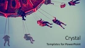  Presentation with fun fair swinging ride - Slide set with swinging fair ride at dusk background and a light gray colored foreground