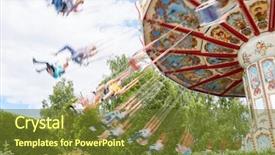  Presentation with weekend - Slide deck with swinging on caroussel in theme background and a tawny brown colored foreground