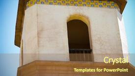  Presentation with west - Presentation theme having swinging panels - far west mexican inspired tower background and a coral colored foreground