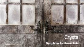  Presentation with old style vintage postcard - PPT theme featuring swinging panels - snowy and icy decorated old background and a dark gray colored foreground