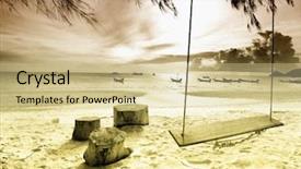  Presentation with beach wedding heart on sand - Theme consisting of swings on the sand tropical background and a lemonade colored foreground