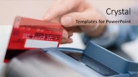  Presentation with credit card - Audience pleasing presentation theme consisting of swiping credit card in store backdrop and a coral colored foreground