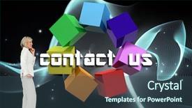  Presentation with black abstract - PPT theme consisting of swirl cubes - thinking businesswoman against abstract glowing background and a ocean colored foreground