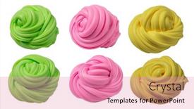  Presentation with modeling - PPT theme featuring swirl-fluffy-slime-set background and a coral colored foreground