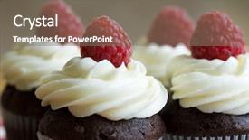  Presentation with chocolate ice cream - Colorful presentation enhanced with swirl ice cream - chocolate and raspberry cupcakes backdrop and a gray colored foreground