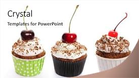  Presentation with cupcakes - Colorful slide set enhanced with swirl ice cream - cupcakes set isolated on white backdrop and a white colored foreground