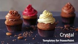  Presentation with slate - Audience pleasing PPT layouts consisting of swirl ice cream - tasty chocolate cupcakes on dark backdrop and a tawny brown colored foreground
