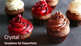  Presentation with cupcakes - Beautiful slide deck featuring swirl ice cream - tasty chocolate cupcakes on grey backdrop and a wine colored foreground