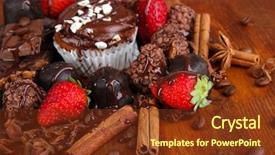  Presentation with aesthetic sweets - Presentation theme consisting of swirl ice cream - tasty cupcake with different sweets background and a tawny brown colored foreground