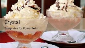  Presentation with ice cream sundae - Slides consisting of swirl ice cream - tasty sundae close-up background and a  colored foreground