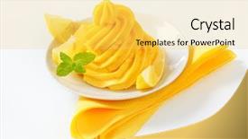  Presentation with lemon - Colorful presentation design enhanced with swirl of yellow cream garnished backdrop and a  colored foreground