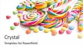  Presentation with set of sauces in white - Audience pleasing presentation theme consisting of swirling - set of colorful lollipops isolated backdrop and a white colored foreground