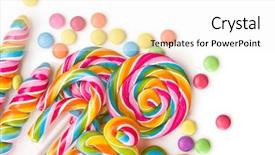  Presentation with set of sauces in white - Presentation theme enhanced with swirling - set of colorful lollipops isolated background and a white colored foreground