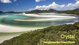  Presentation with beach sands - Audience pleasing slide set consisting of swirling sands of whitsunday island backdrop and a tawny brown colored foreground