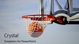  Presentation with basketball - Cool new presentation design with swish - action shot of basketball going backdrop and a light gray colored foreground