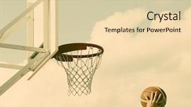  Presentation with march madness basketball final hoop - Audience pleasing presentation design consisting of swish - basketball hoop - retro style backdrop and a lemonade colored foreground