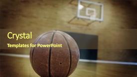  Presentation with basketball court - Beautiful slide set featuring swish - basketball on floor of empty backdrop and a tawny brown colored foreground