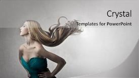  Presentation with hair cleanser - Cool new slide deck with swish - blondie swishing her hair backdrop and a light gray colored foreground