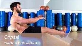  Presentation with gym ball - Slide set consisting of functional training - fitball abdominal balance crunch swiss background and a  colored foreground