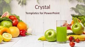  Presentation with juices - Cool new presentation theme with swiss chard - various freshly vegetable juices backdrop and a lemonade colored foreground