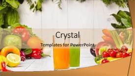  Presentation with juices - PPT theme with swiss chard - various freshly vegetable juices background and a lemonade colored foreground