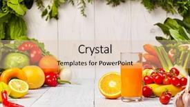  Presentation with juices - Amazing theme having swiss chard - various freshly vegetable juices backdrop and a  colored foreground