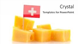  Presentation with lgbt diversity rainbow flag isolated - Audience pleasing theme consisting of swiss cheese snack with flag backdrop and a  colored foreground