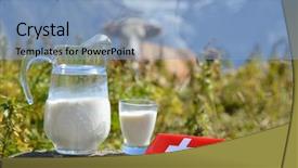  Presentation with chocolate milk - Slide set with swiss chocolate and jug background and a light blue colored foreground