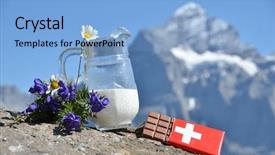  Presentation with chocolate milk - PPT theme having swiss chocolate and jug background and a light blue colored foreground