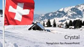  Presentation with alpine - Presentation featuring swiss-flag-against-alpine-scenery background and a light gray colored foreground