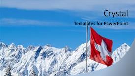  Presentation with swim against the current - PPT layouts enhanced with swiss flag against snowy mountains background and a teal colored foreground
