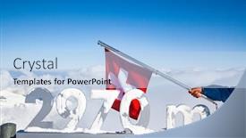  Presentation with flag - Slides with swiss-flag-and-snow-covered background and a light blue colored foreground
