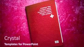  Presentation with passport - Colorful slide deck enhanced with swiss-passport-on-red-background backdrop and a crimson colored foreground