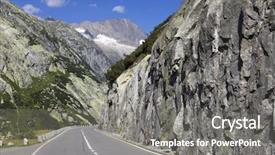  Presentation with road bike in mountains - Presentation having swiss road at the top background and a gray colored foreground