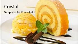  Presentation with swiss roll - PPT theme having coffee - senior vietnamese couple having breakfast background and a mint green colored foreground